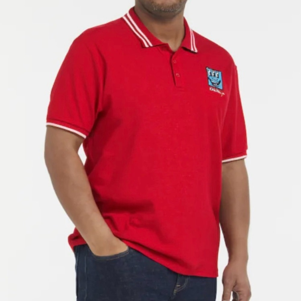 Keith Haring Reason Red Polo Happy Face Three Eyed Monster Collar Shirt Men’s XL